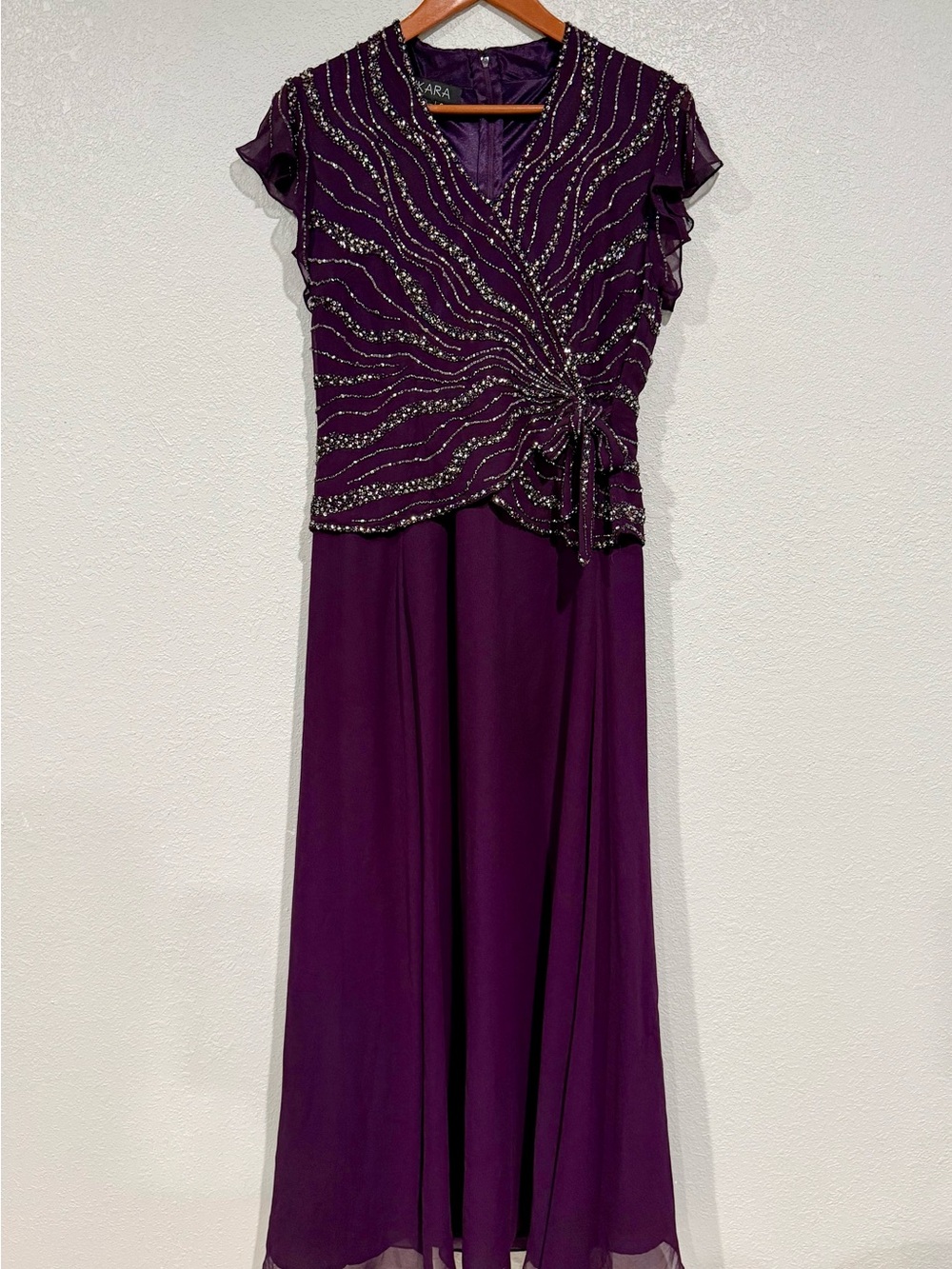 JKARA Plum Colored Formal Evening Dress